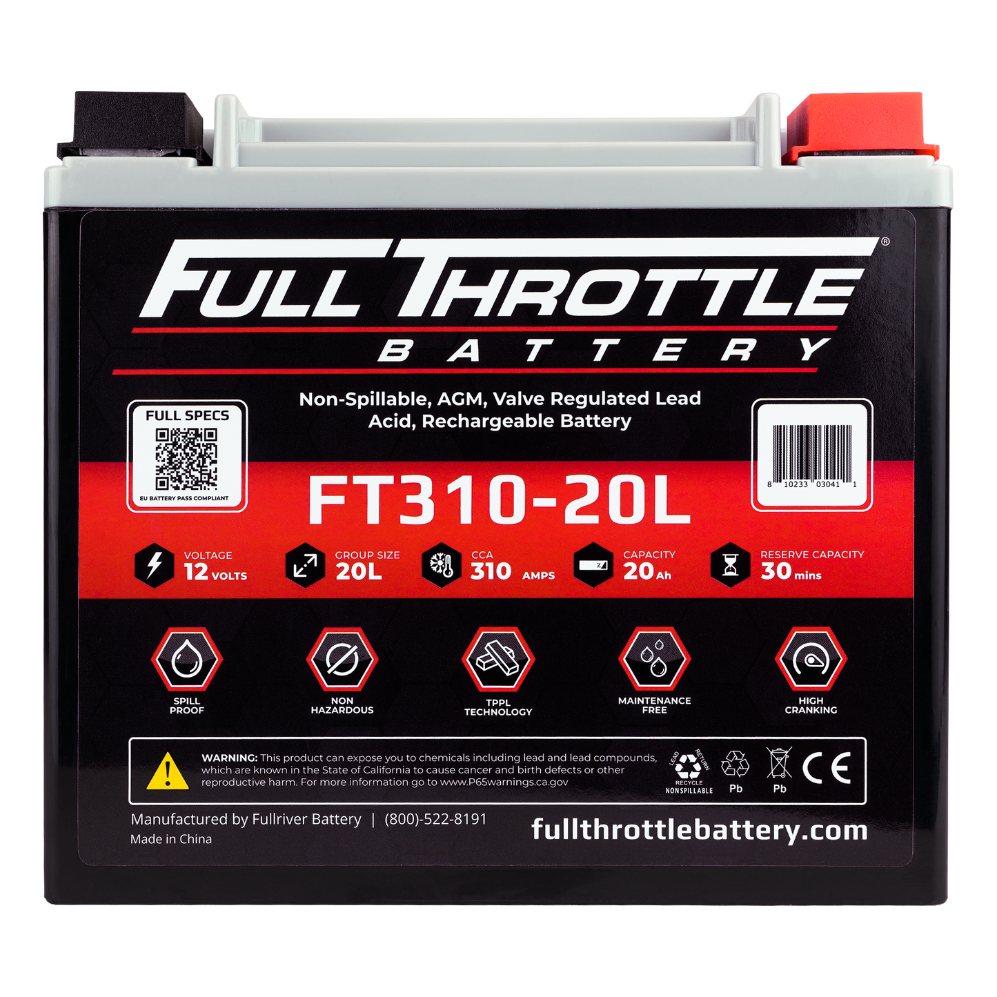 Full Throttle TPPL Battery FT310-20L