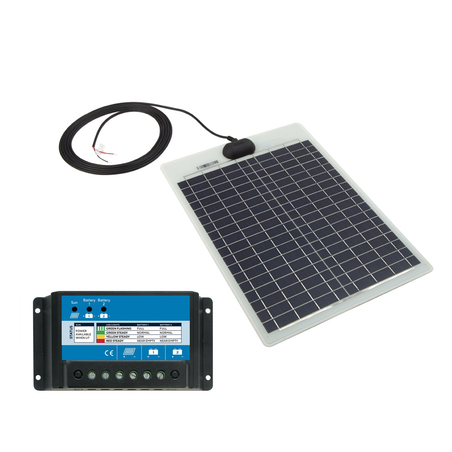 20 Watt Flexi PV Panel - Top (inc 10A Dual Con)