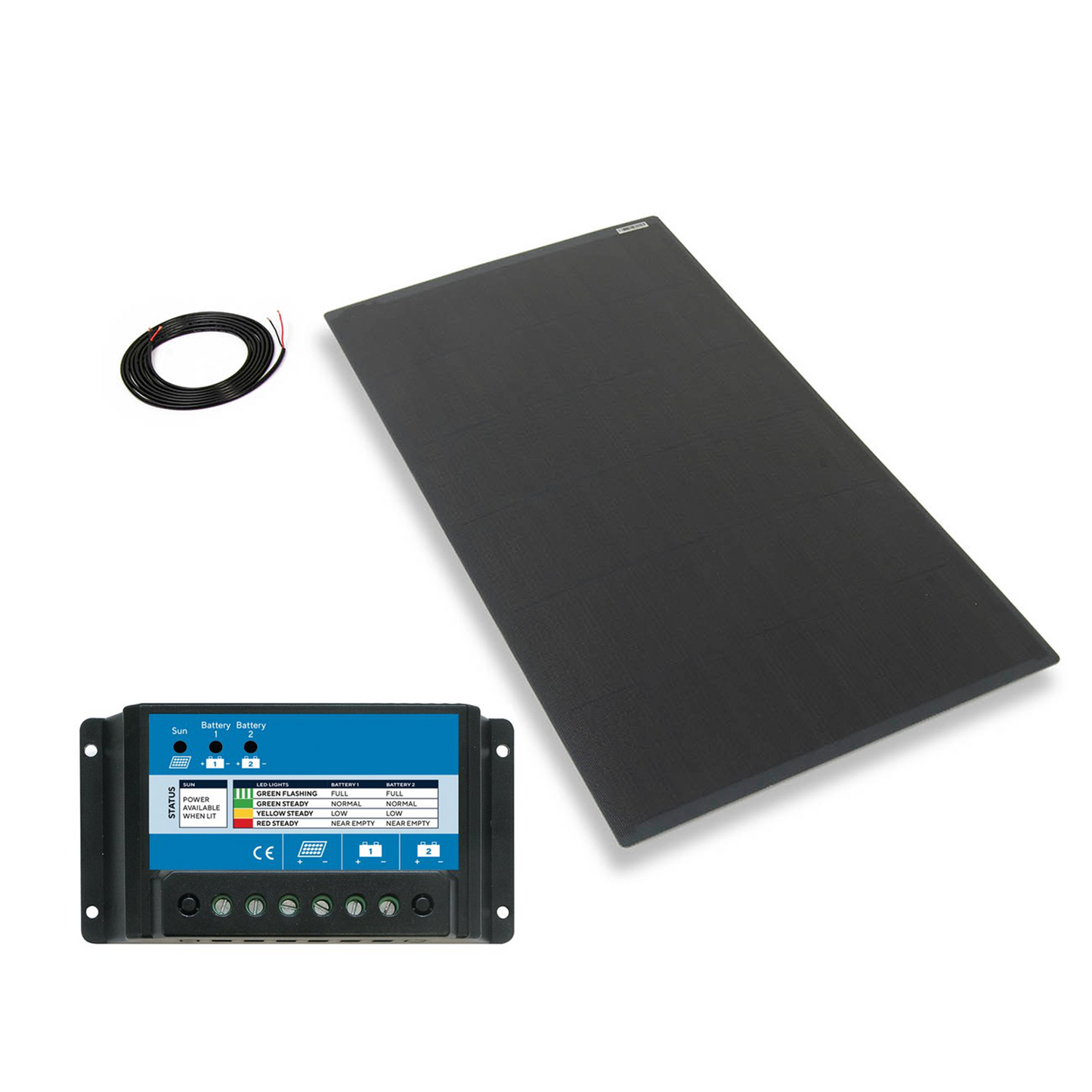 110 Watt MHD Flexi PV Panel - Rear (inc 10A Dual Con)