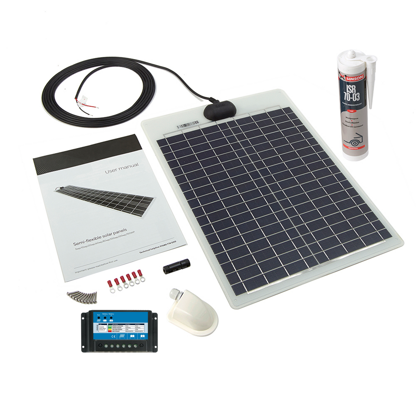 20 Watt Flexi PV Roof / Deck Kit - Top (inc 10A Dual Con)