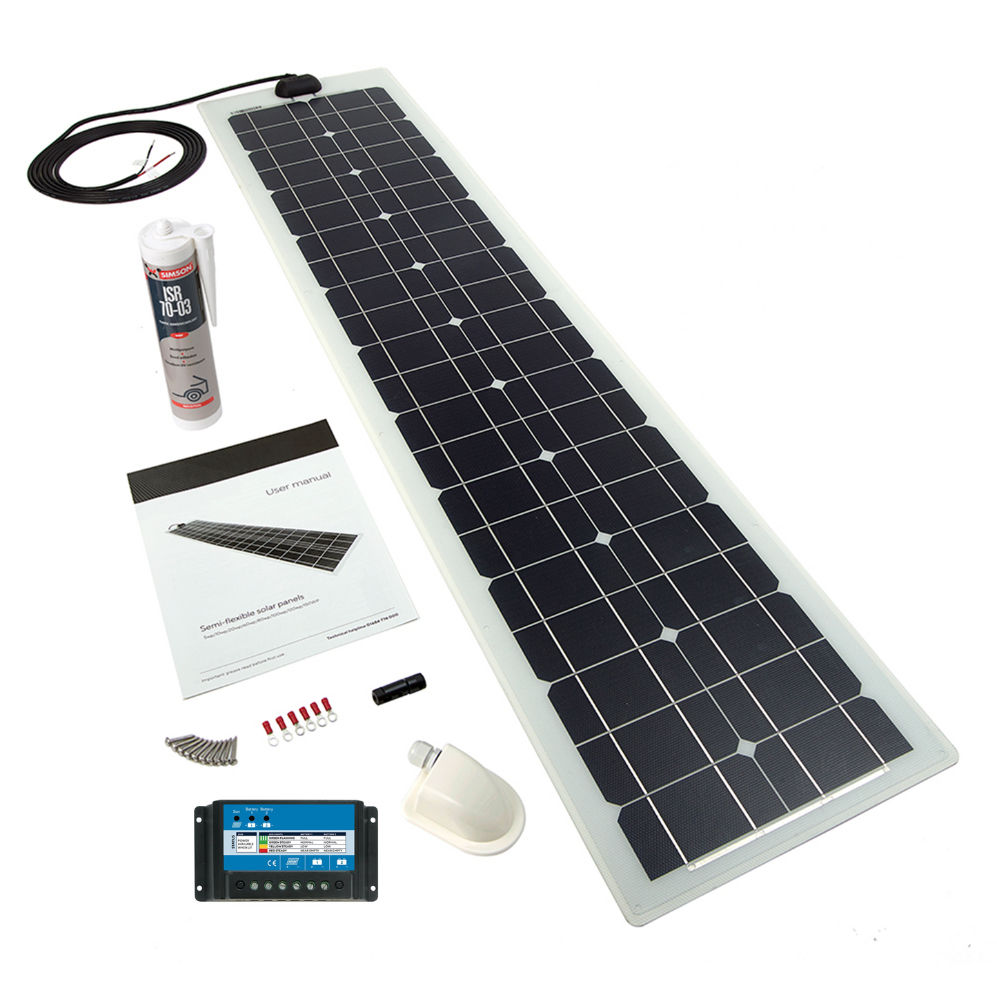 60 Watt Flexi PV Roof / Deck Kit - Top (inc 10A Dual Con)