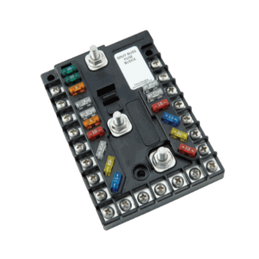 Split Buss Fuse Block, 200 A, 13 Circuit + Ground