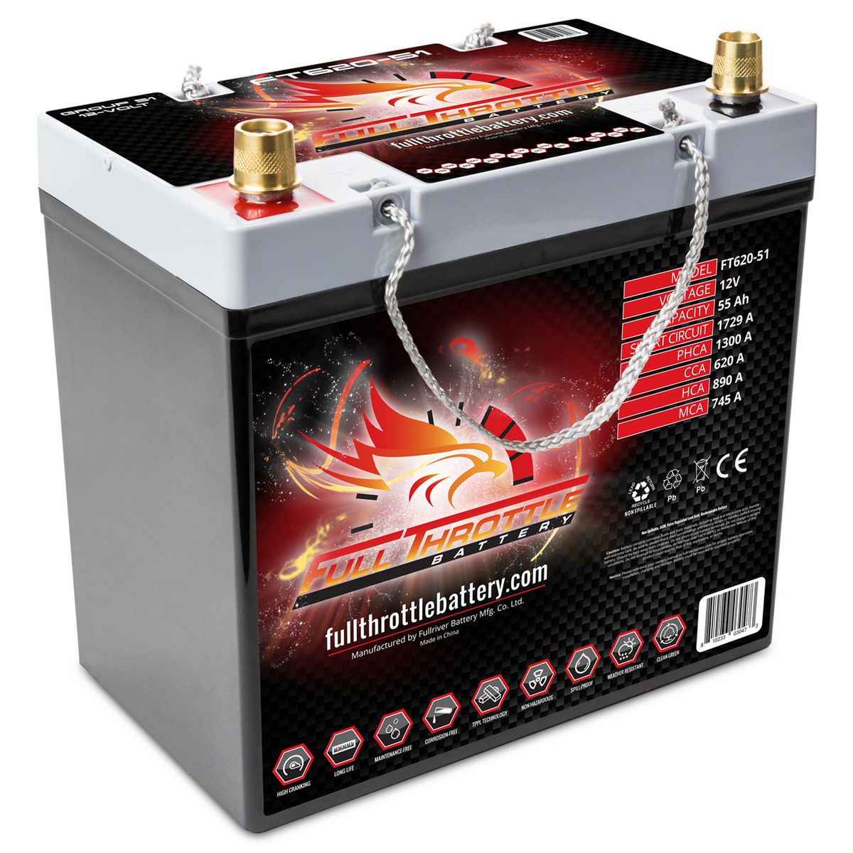 Full Throttle High-Performance AGM Battery 55Ah (FT620-51) | JB Tools Full Throttle High-Performance AGM Battery 55Ah (FT620-51) | JB Tools