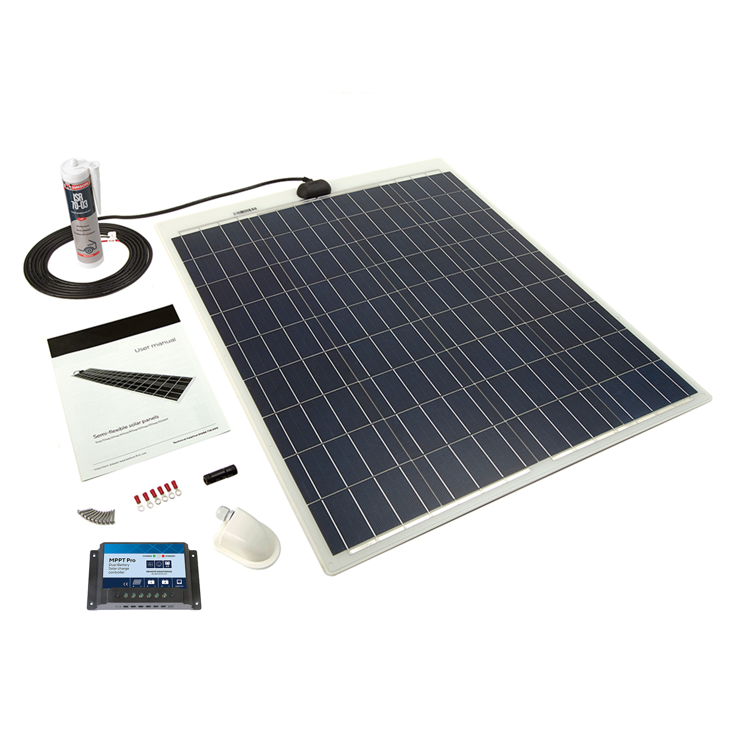 80 Watt Flexi PV Roof / Deck Kit - Top (inc 15A MPPT Con)