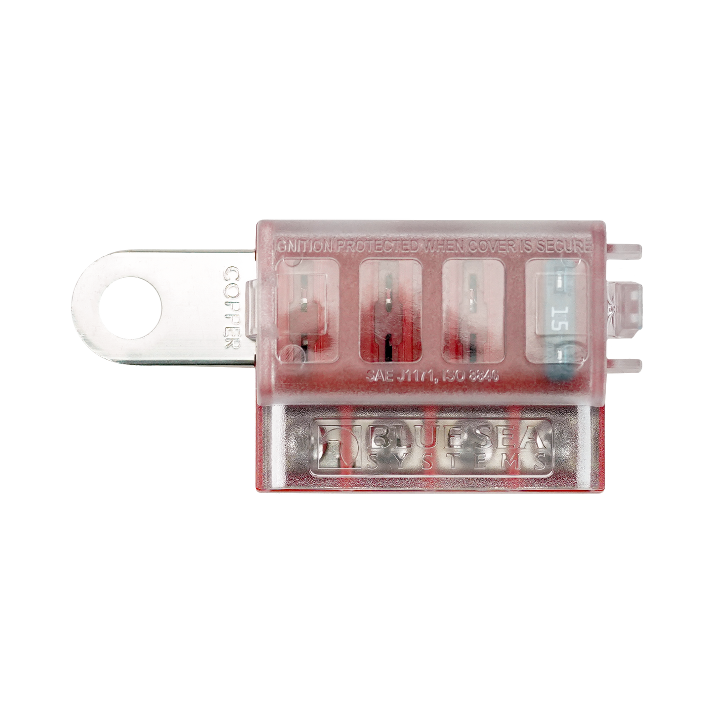 Fuse Block STBlade 4circ w/gnd/cvr