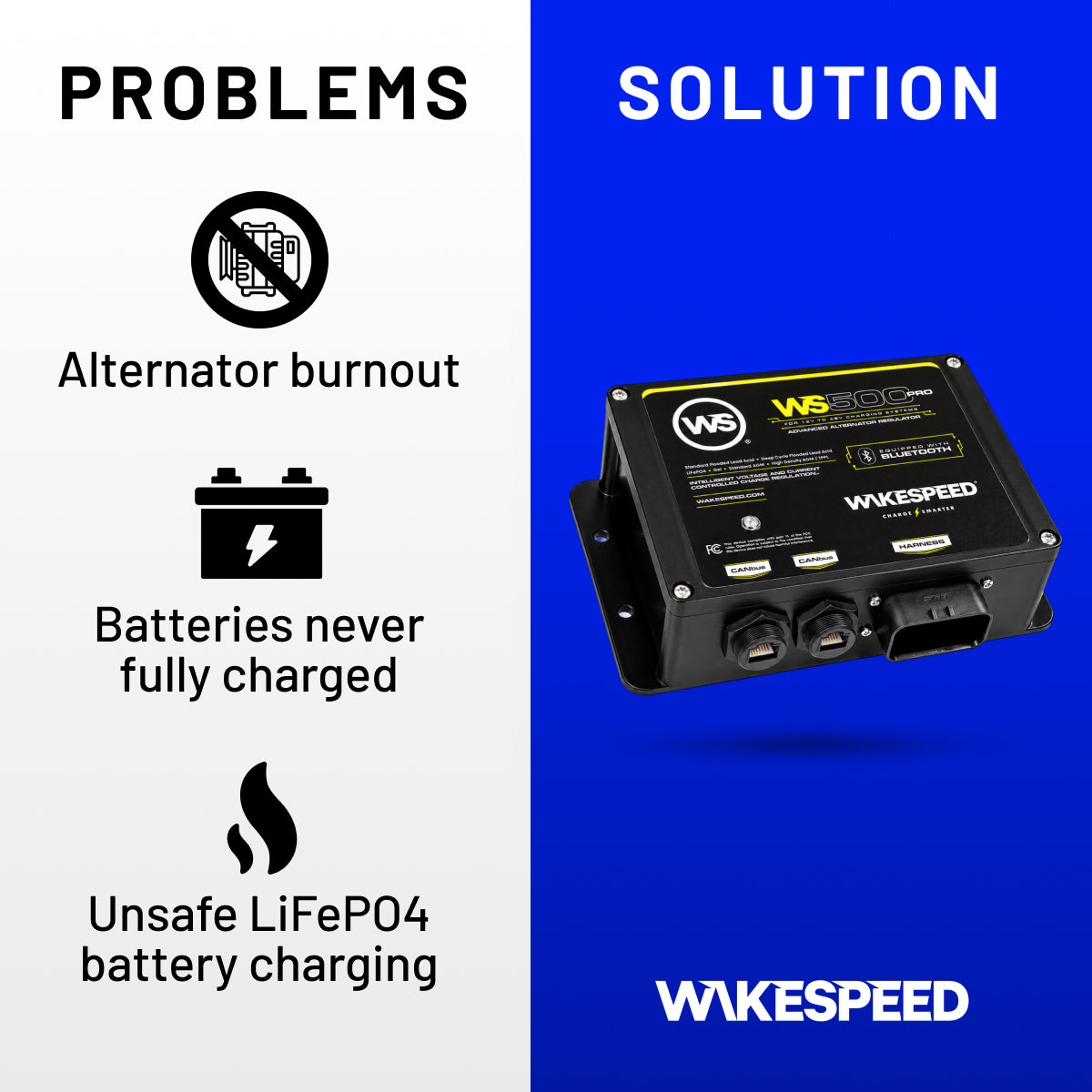 Wakespeed 500 Pro Bluetooth® Alternator Regulator